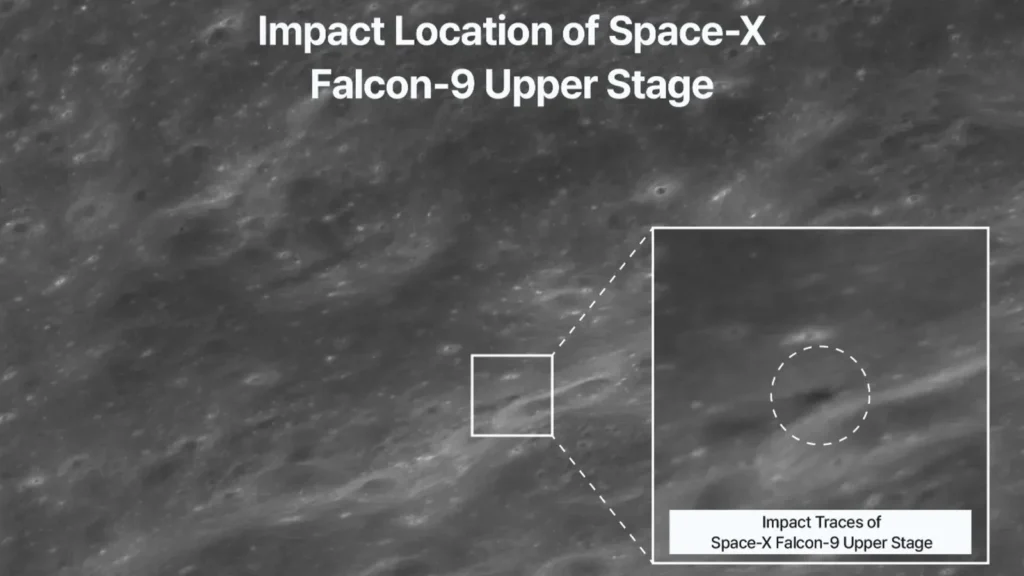 Korean Satellite Reveals Blackened Moon Impact Site After SpaceX Rocket Part Crash on Wednesday